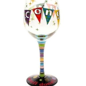 NIB Top Shelf Handpainted Congrats Glass